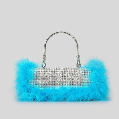 new mink fur with diamonds dinner bag