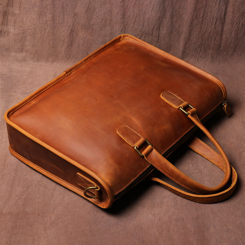 mens bag crazy horse leather briefcase for laptop