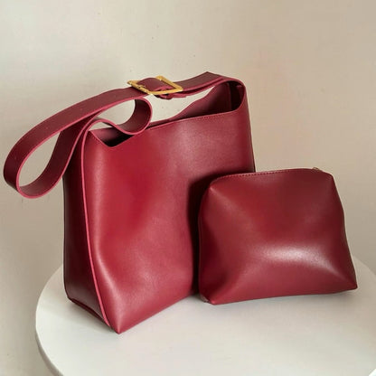 new fashion all match bucket large capacity simple casual two piece suit shoulder messenger bag