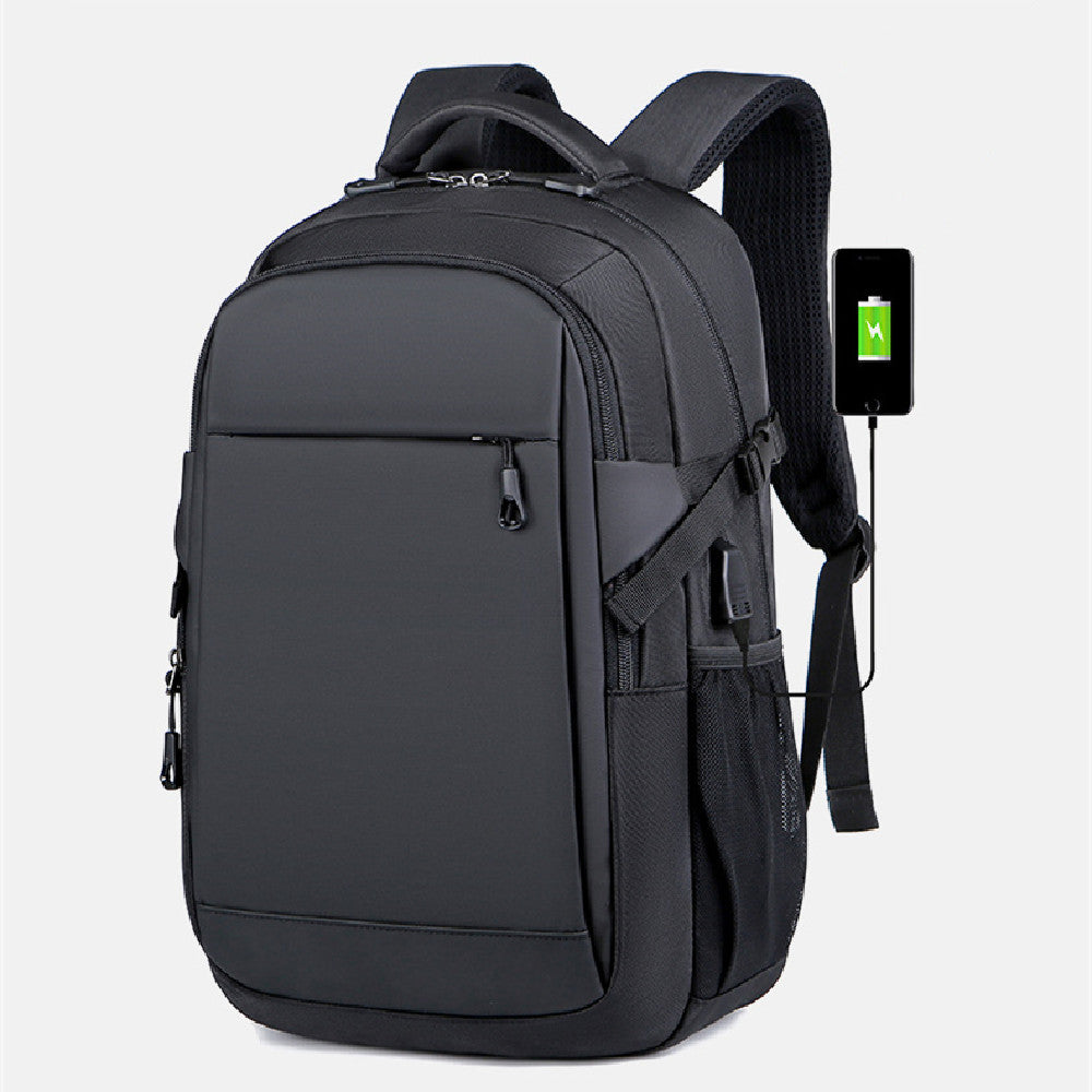 fashion mens black double shoulder backpack