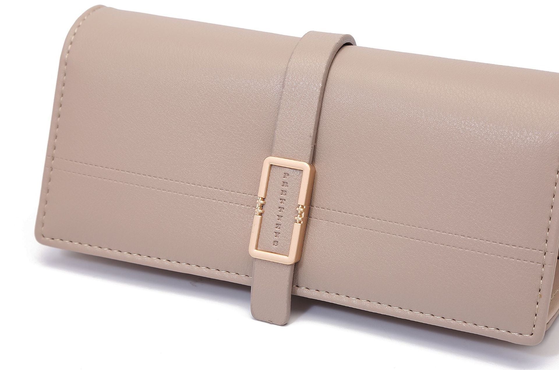 long metal buckle simple tri fold clutch