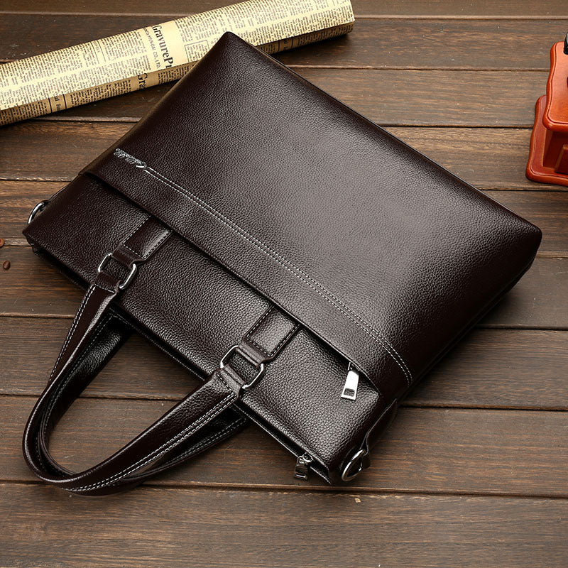 leather computer leisure bag with one shoulder