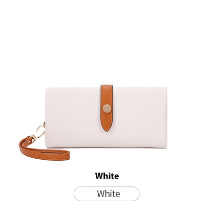 womens wallet contrast color hasp long zipper multi functional simple fashion clutch