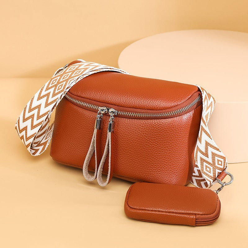 first layer cattlehide leather fashion shoulder messenger bag for women