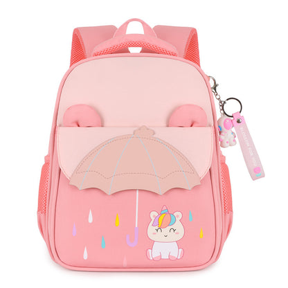 pupils intermediate and advanced kindergarten classes contrast color cartoon backpack