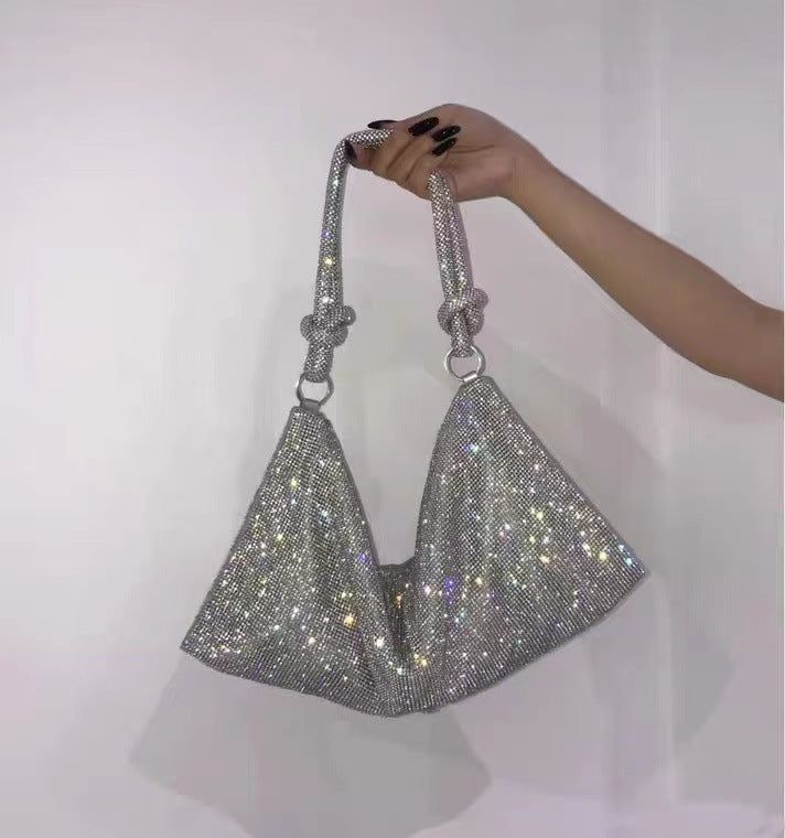 trendy rhinestone bag versatile casual and simple