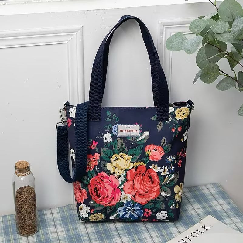 versatile large capacity floral canvas crossbody shoulder bag