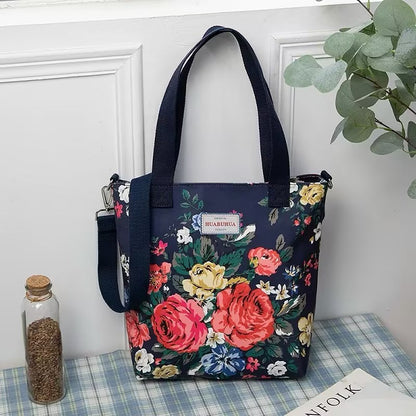 versatile large capacity floral canvas crossbody shoulder bag