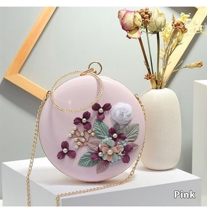 cross border flower dinner stylish round banquet handbag