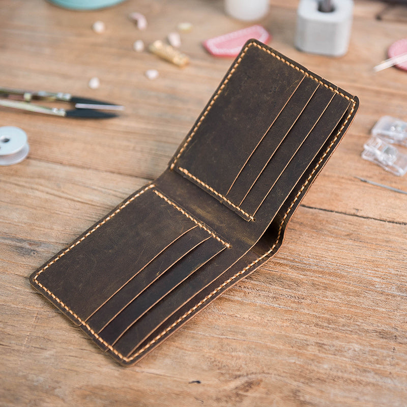 vintage diy waxed leather horizontal wallet