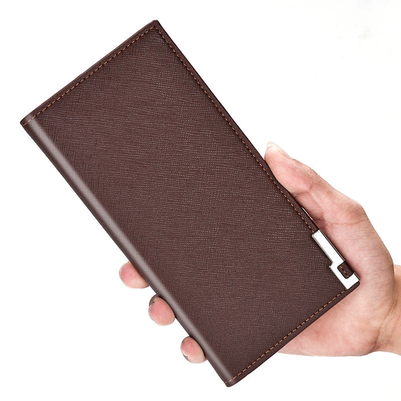 mens leather long card case wallet