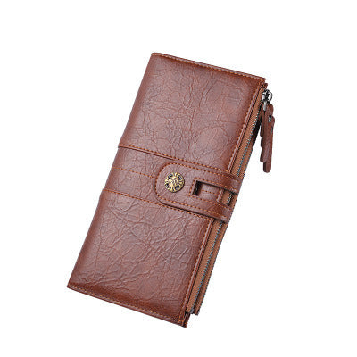 mens wallet pu long wallet retro hand phone bag buckle