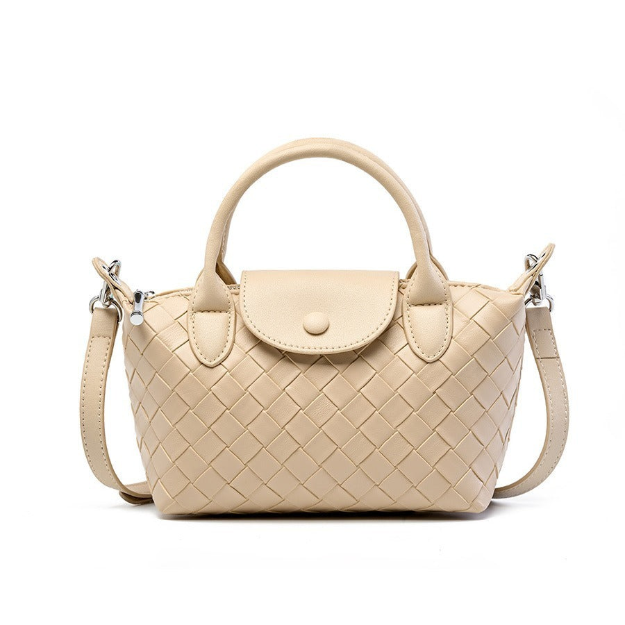 Fashion Cattlehide Leather Woven Leather Handbag