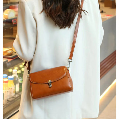 stylish simple and versatile high grade exquisite cowhide small square bag