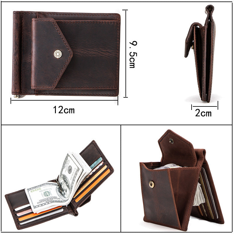 retro crazy horse cowhide multifunctional card bag