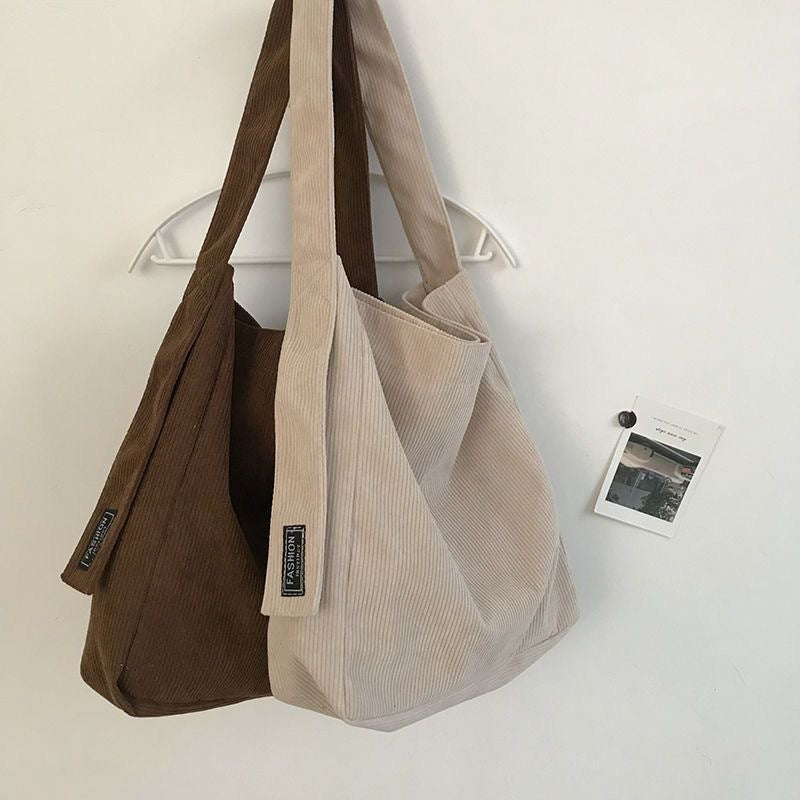 Retro Corduroy Shoulder Bag Large Capacity