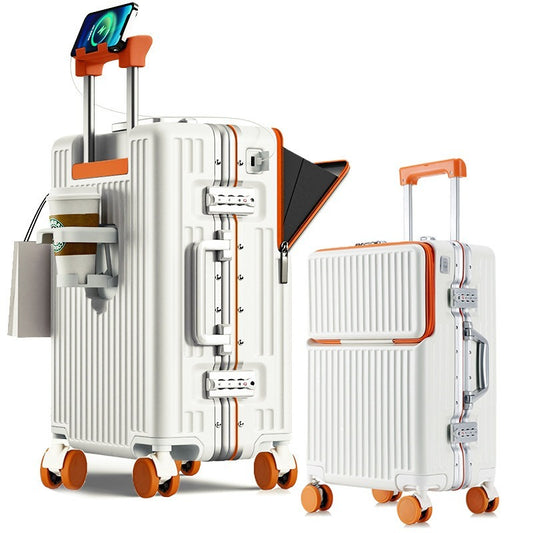 Frame Luggage, Front Open Lid Luggage, 20 Inch 24 Inch Large Capacity, TSA Lock, Universal Wheel Aluminum Frame Luggage, Sturdy And Durable Bag Set