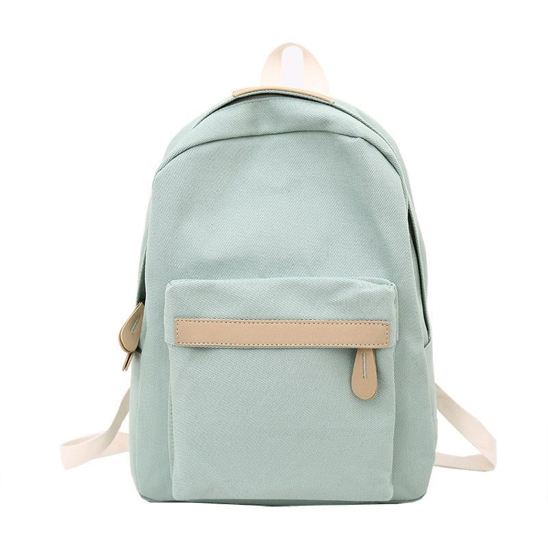 literary and casual girl student solid color schoolbag