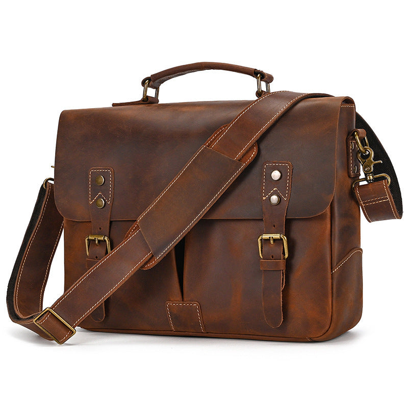 retro mens briefcase crazy horse leather