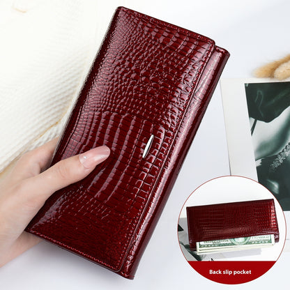 womens long genuine leather cowhide wallet