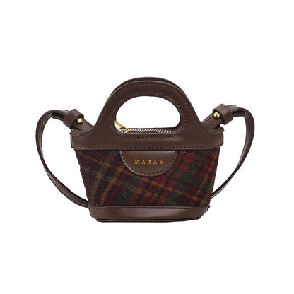 Korean-style Patchwork Fashion Plaid Niche Mini Tote Crossbody Bag