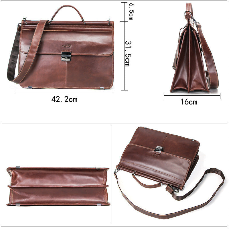 computer mens business briefcase large capacity cowhide mens bag