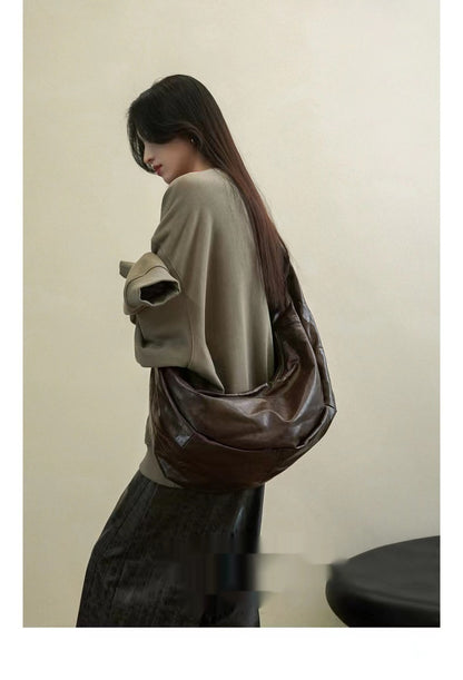 new niche oil wax leather shoulder messenger bag