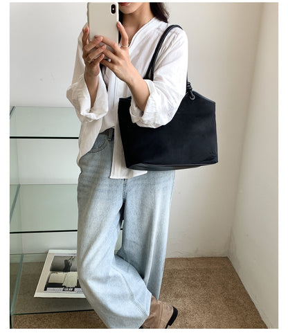 Retro Western-style Solid-color Suede-velvet Shoulder And Tote Bag For Women