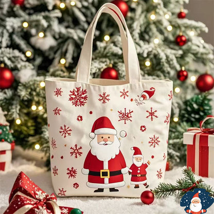 santa claus gift christmas eve portable canvas bag