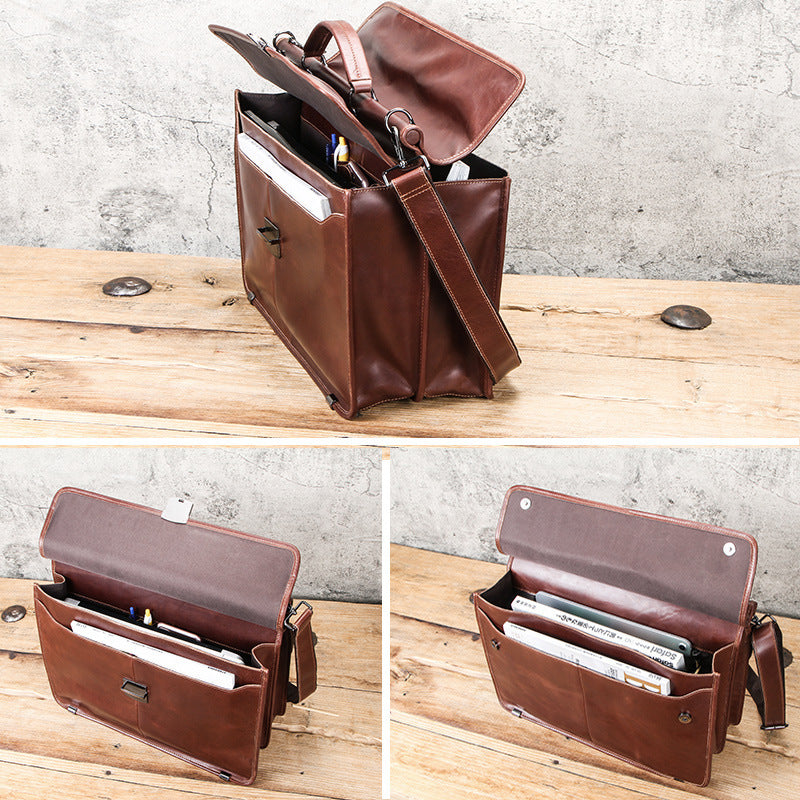 computer mens business briefcase large capacity cowhide mens bag