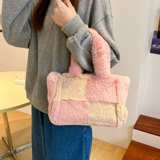 simple large capacity new lamb wool bag for women