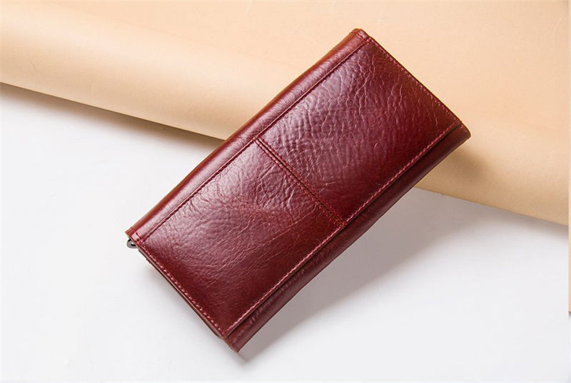 leather womens wallet long leather clutch multi card coin