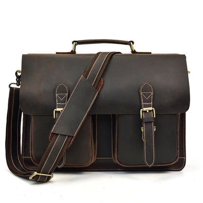 mens fashion personality leather retro portable briefcase