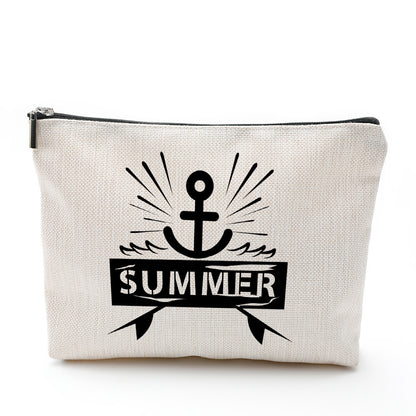 cosmetic bag waterproof cotton linen zipper bag