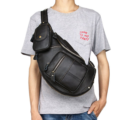 large capacity retro mens cowhide messenger bag