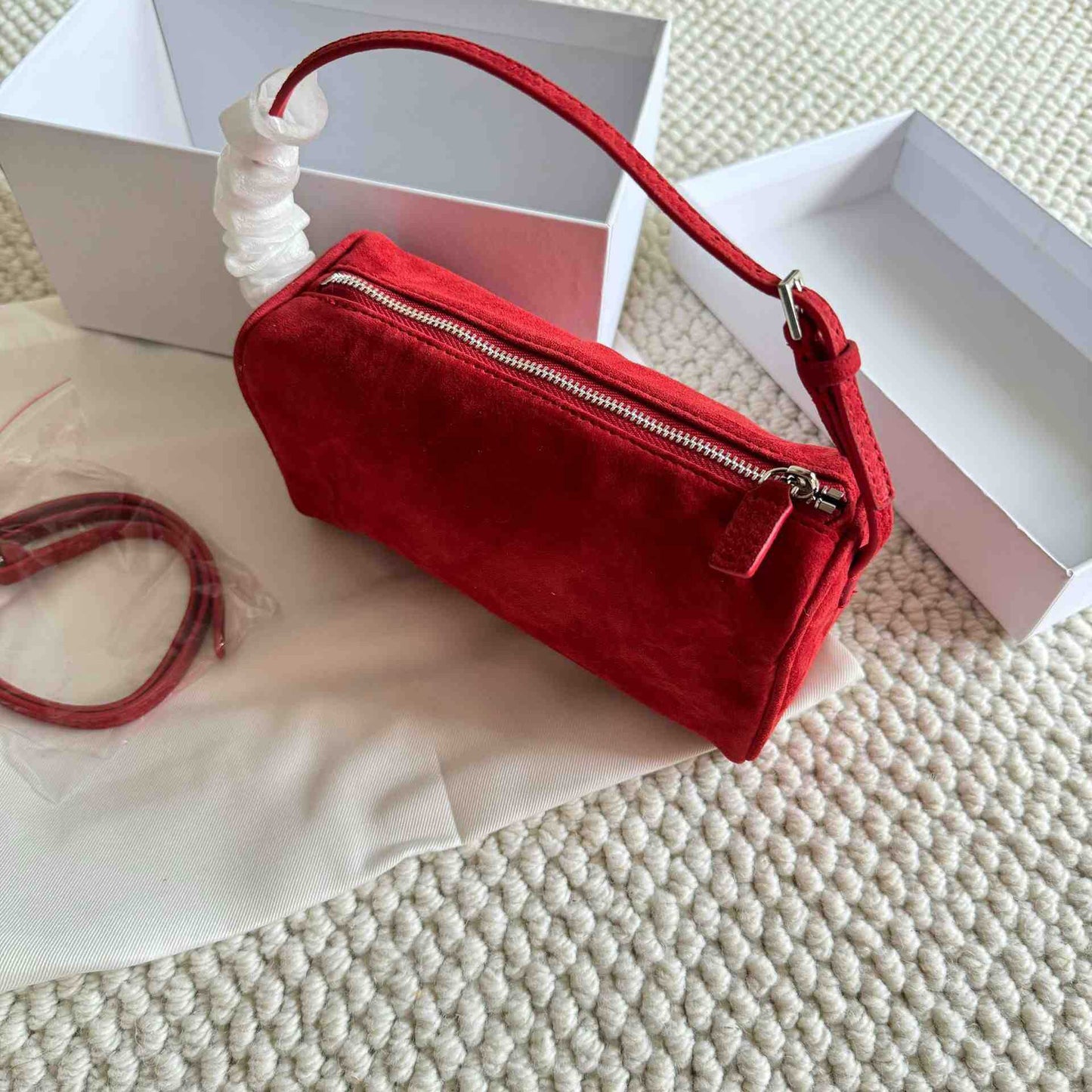 retro 90s suede pencil holder bag autumn and winter high sense