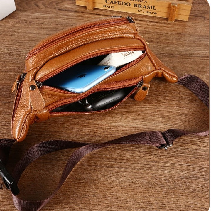 leather waist bag mens slung multifunctional waterproof