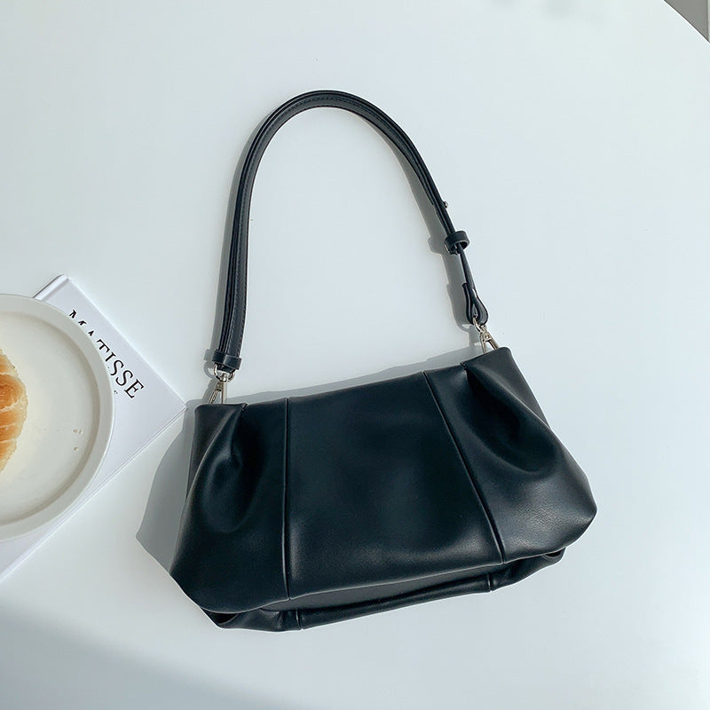 Fashion Zipper Pleated Portable Underarm Bag