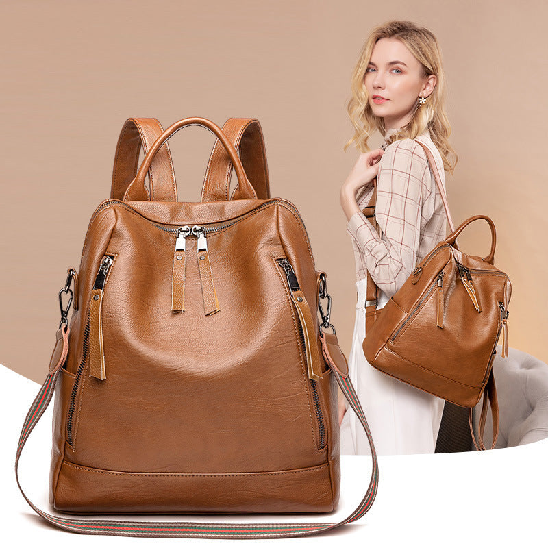 womens minimalist leather versatile casual backpack