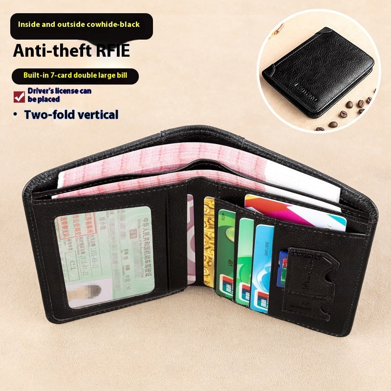 mens wallet rfid anti theft swiping ultra thin first layer cowhide