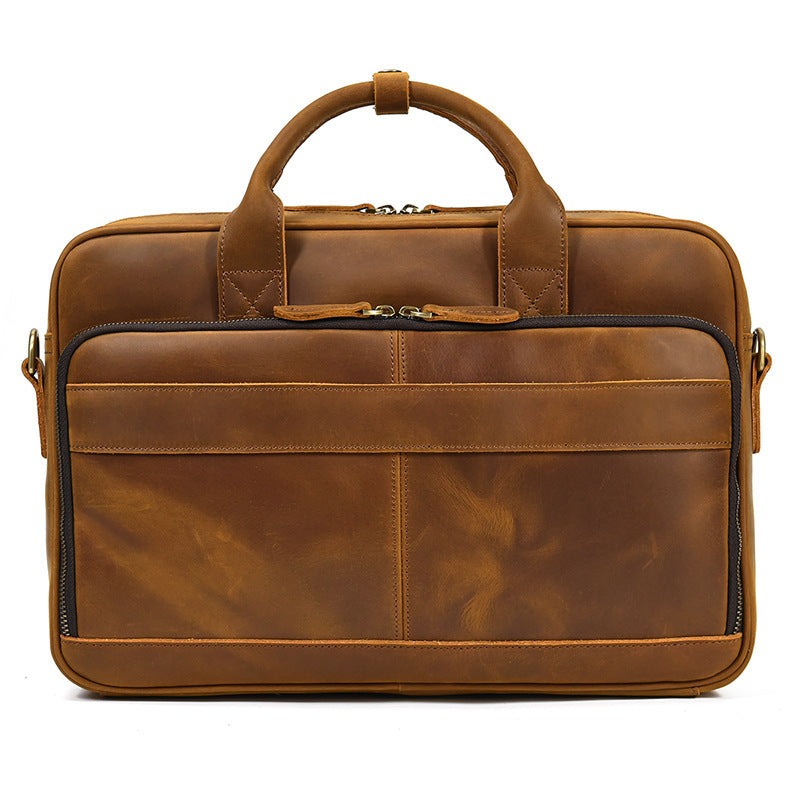 mens first layer cowhide portable briefcase