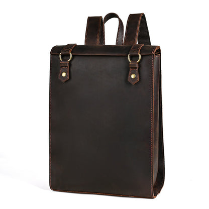 Crazy Horse Leather Men's Vintage Backpack Large Capacity