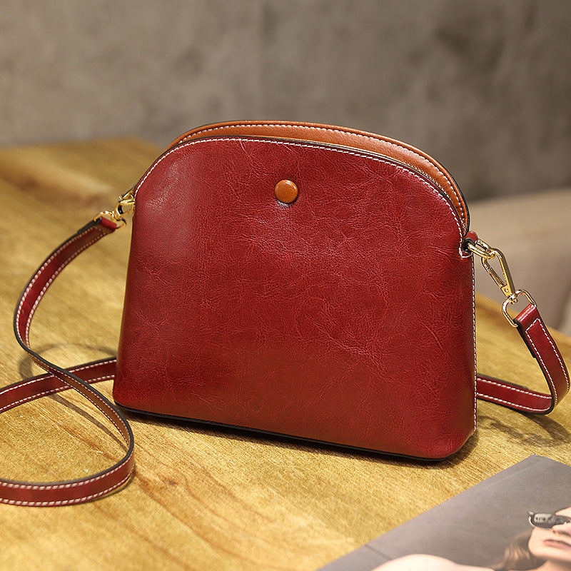 niche female leather one shoulder crossbody bag