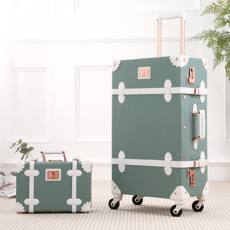 retro ladies luggage trolley suitcase