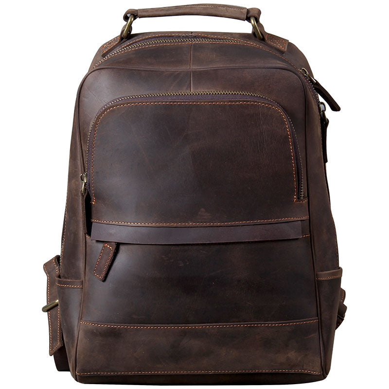 new retro crazy horse leather mens leather backpack