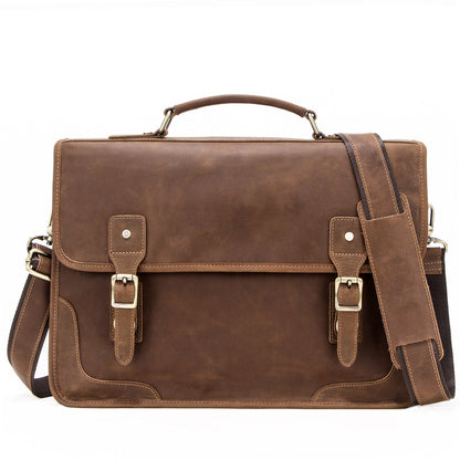 vintage leather business briefcase european and american large capacity mens diagonal cross
