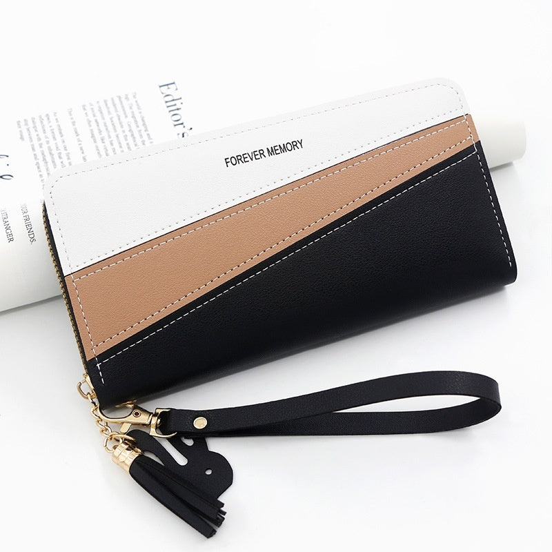 simple long color matching fashion coin purse card holder handbag