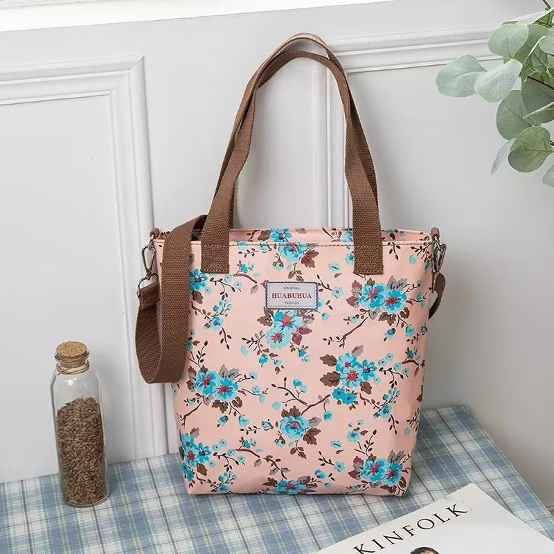 versatile large capacity floral canvas crossbody shoulder bag