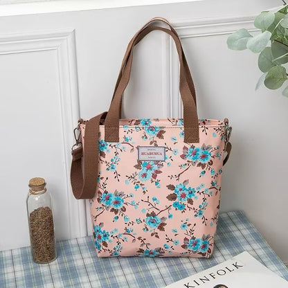 versatile large capacity floral canvas crossbody shoulder bag