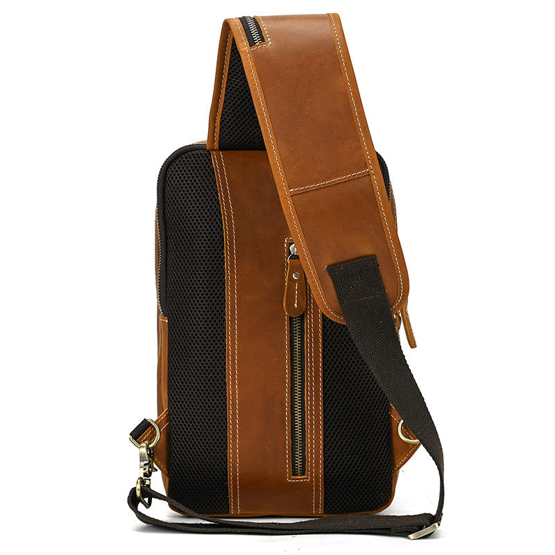 mens retro crazy horse skin shoulder bag